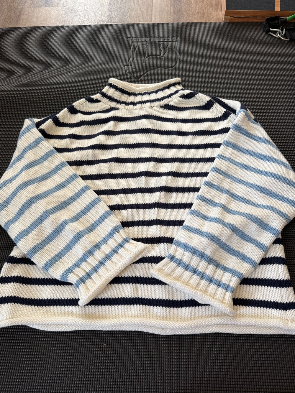 J. Crew Striped Roll Neck Sweater in Navy, White & Light Blue